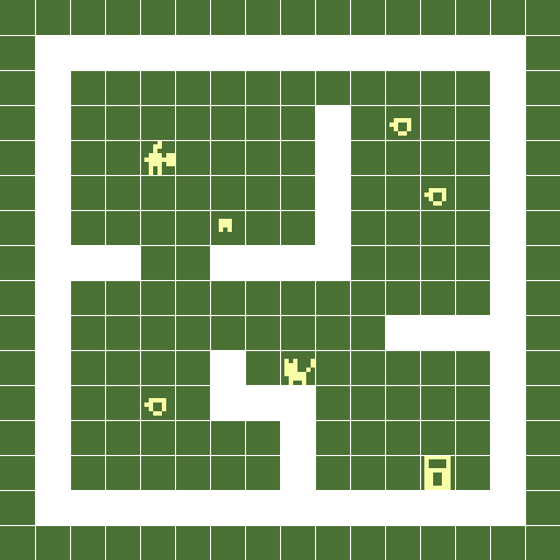 A green grid with pixelated character navigating a maze to submit a proposal.